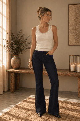 Hazel - Jeans flare bootcut - Mörk Denim