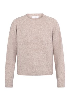 Zana - Stickad tröja med rund hals - Sand melange