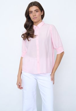 Isola - Kortärmad skjorta med tunna ränder - Rosa