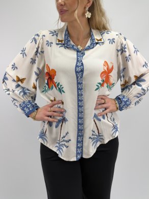 Mariah - Blus med djungelmönster - Blå - One Size