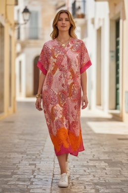 Ranya paisleymönstrad midiklänning - Cerise - One Size
