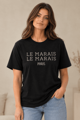 Rita - T-shirt med brodyr - Svart