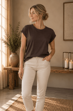 Low - Enfärgad t-shirt - Brun