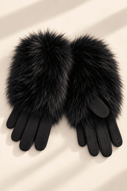 Handskar med fuskpäls - Svart - One Size
