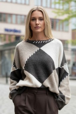Cece - Stickad oversized tröja - Brun - One Size ​​