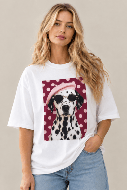 Doggie - T-shirt med dalmatin - Vit - One Size