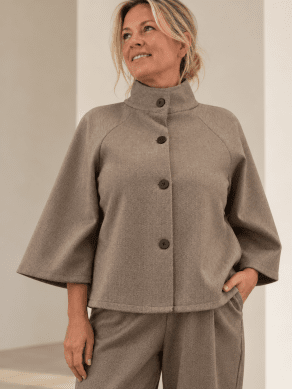 Aka - Poncho med knappar - Beige - Brun