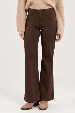 Denice - Vida jeans med fickor fram- Brun - Beige