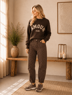 Darla - Brun Prickiga Barreljeans 
