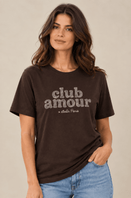 Stina - T-shirt med brodyr - Brun