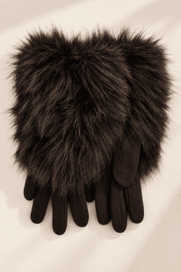 Handskar med fuskpäls - Brun - One Size
