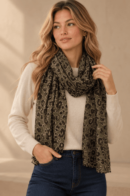 Jossan - Leopardmönstrad scarf - Grön