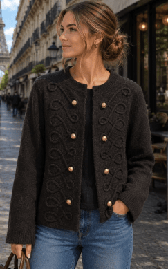 Daniella - Kofta med knappdetaljer - Brun - One Size