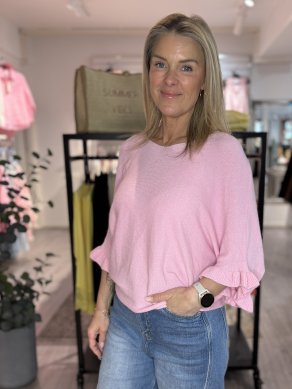 Mira - Tröja med volangärm - Ljusrosa - One Size