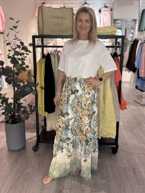 Susanna - Långkjol med smock i midjan - Grön - OneSize