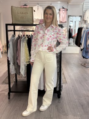 Melina - Jeans med fickor fram - Beige