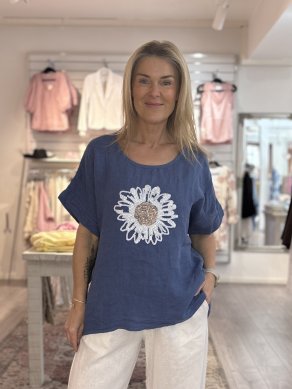 Krisse - Linnetopp med blomma - Blå