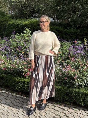 Kamilla - Plisserad kjol med print - Brun - One Size