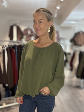 Polly - Blus med ballongärm - Khaki - One size