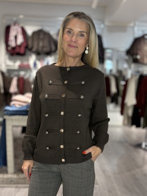 Micaela - Kofta med dekorativa knappar - Brun - One Size