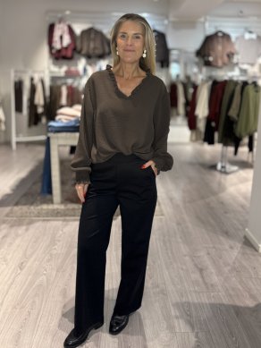 Dorit - Rak Strechig kostymbyxa - Svart - One Size