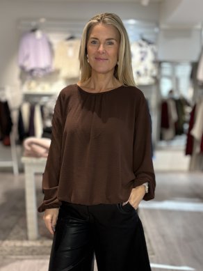 Polly - Blus med ballongärm - Brun - One Size