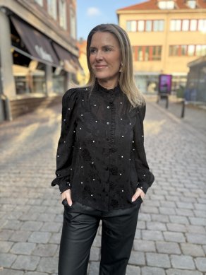 Virsa - Vacker blus med pärlor - Svart