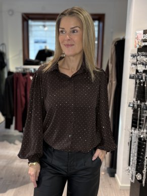 Liv - Blus med glitter - Brun