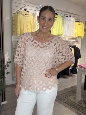 Fia - Virkad topp - Rosa - One Size