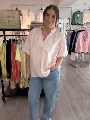 Kamelia - Blus med ballongärm - Rosa