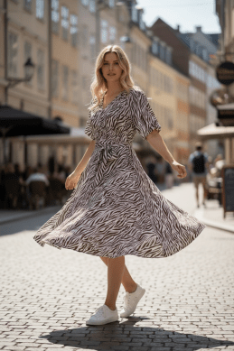 Mele - Zebramönstrad klänning