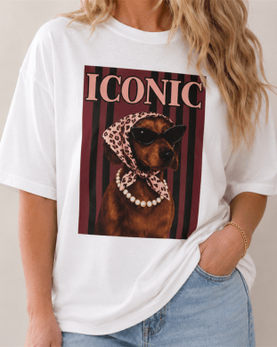 Doggie - T-shirt med iconic hund- Vit