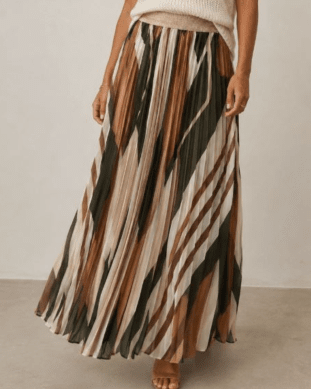 Kamilla - Plisserad kjol med print - Khaki - One Size