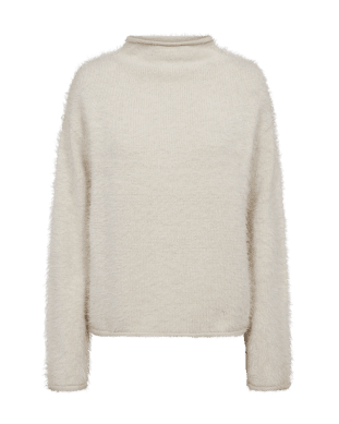 Cat - Tröja med rullad halskrage - Ljus beige