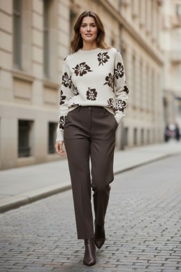 Alpi - Mönstrad pullover - Ljusbeige / Brun