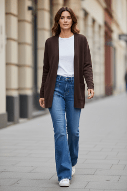 Agnes - Cardigan med fickor - Brun