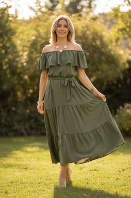 Sara - Maxiklänning med volang - Army - One size