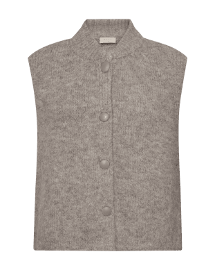 Lulu - Stickad väst med knappar - Taupe