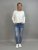 Emina - Ribbstickad tröja - Offwhite - One Size
