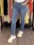 Rosa - Smala jeans med blingknapp 