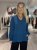 Rebecka - Blus med liten volang på kragen - Petrol - One Size