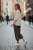 Venny - Prickig blus - Creme / brun