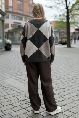 Zoom bild av Cece - Stickad oversized tröja - Brun - One Size ​​