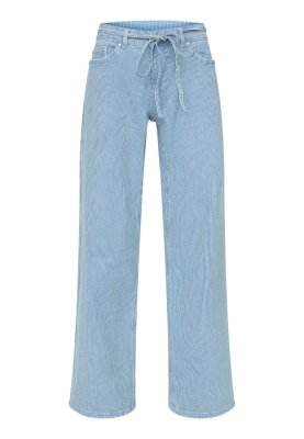 Zoom bild av Randiga jeans med bälte - Blå / Vit