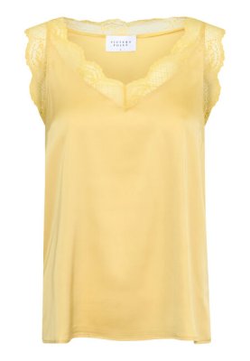 Zoom bild av Vara - Enfärgat linne med spets - Gul