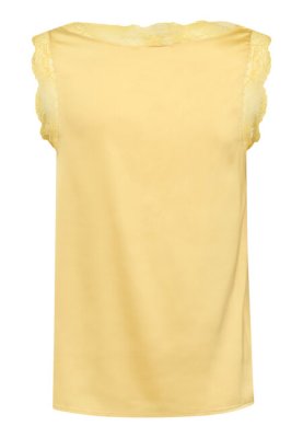 Zoom bild av Vara - Enfärgat linne med spets - Gul
