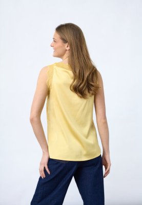 Zoom bild av Vara - Enfärgat linne med spets - Gul