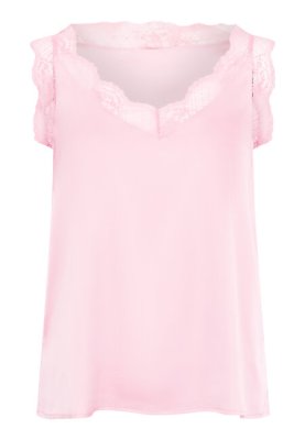 Zoom bild av Vara - Enfärgat linne med spets - Rosa