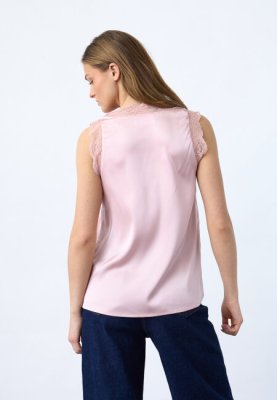 Zoom bild av Vara - Enfärgat linne med spets - Rosa