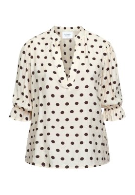 Zoom bild av Venny - Prickig blus - Creme / brun